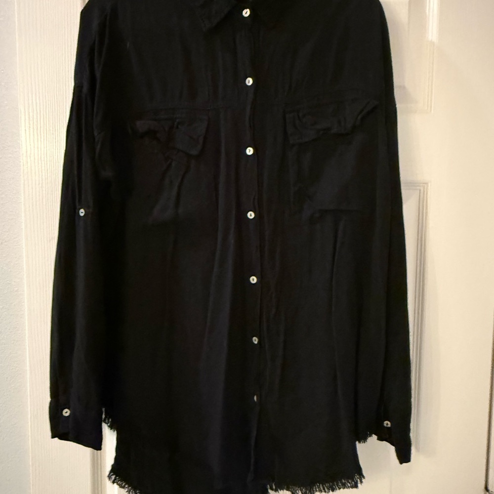 White Birch Black Casual Button Down Shirt
